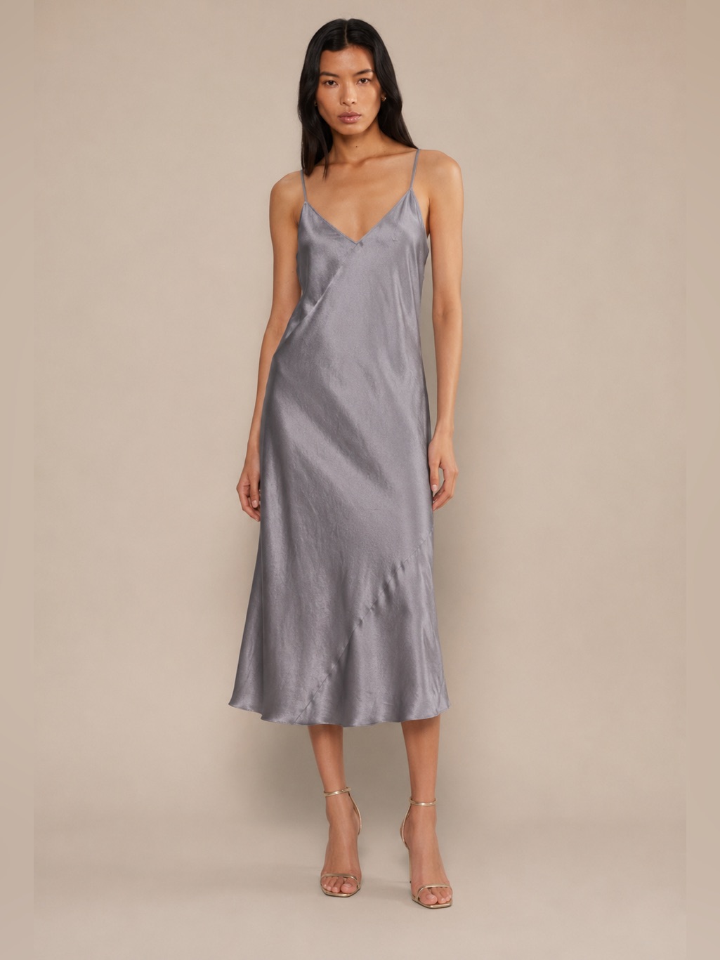 Wilfred Aritzia Only Slip Midi Dress Satin Slate Blue Size Medium